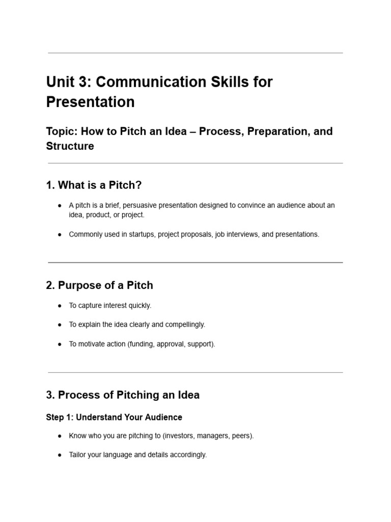 How to Effectively Pitch an Idea | PDF | Human Communication ...