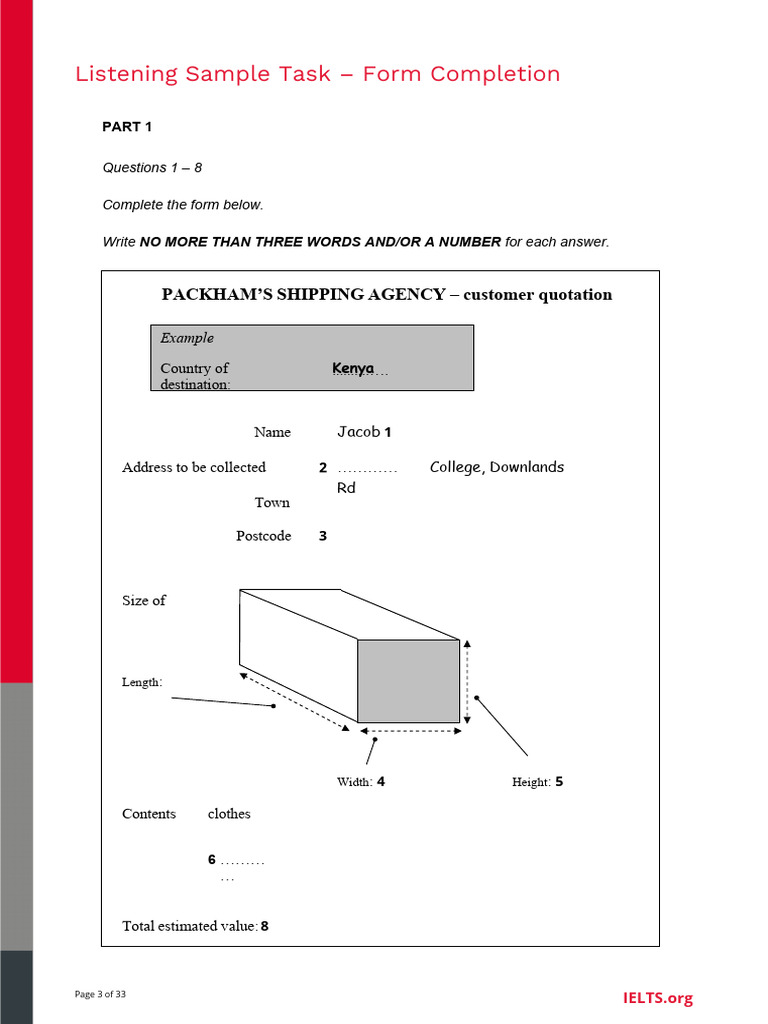 Ielts Listening Sample Tasks 2023 W:o Transcript & Answers | PDF