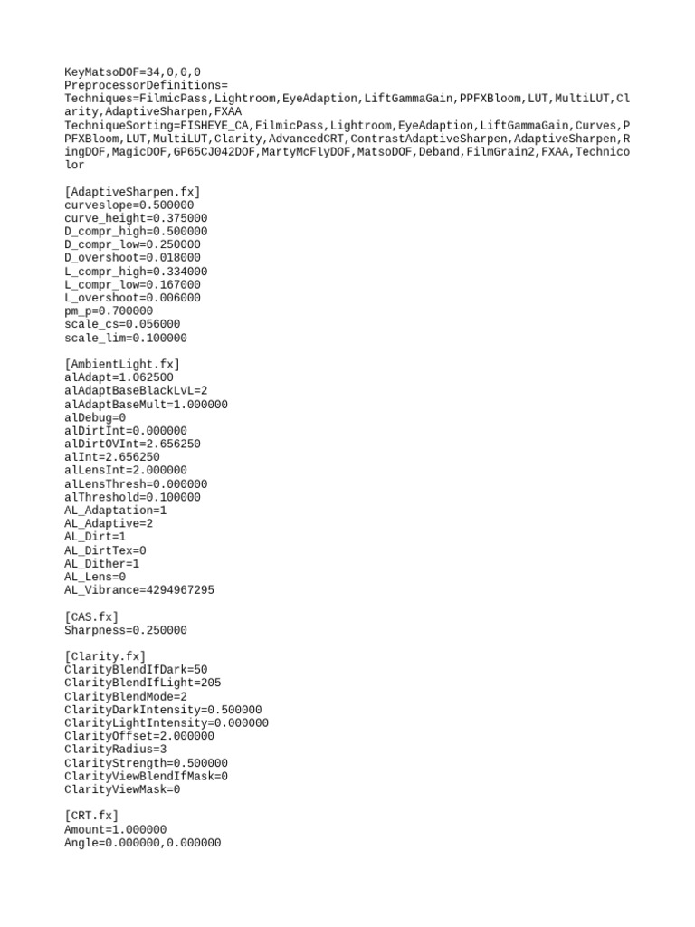 MultiLUT and Visual Effects Settings | PDF