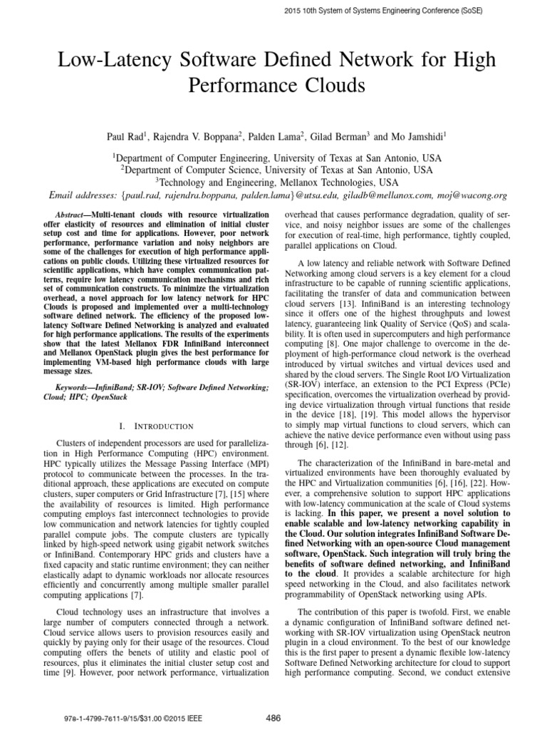 Low-Latency Networking for HPC Clouds | PDF | Open Stack | Computer Network