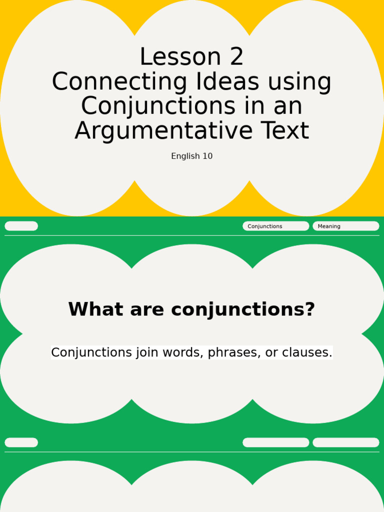 Conjunctions in Argumentative Writing | PDF | Clause | Phrase