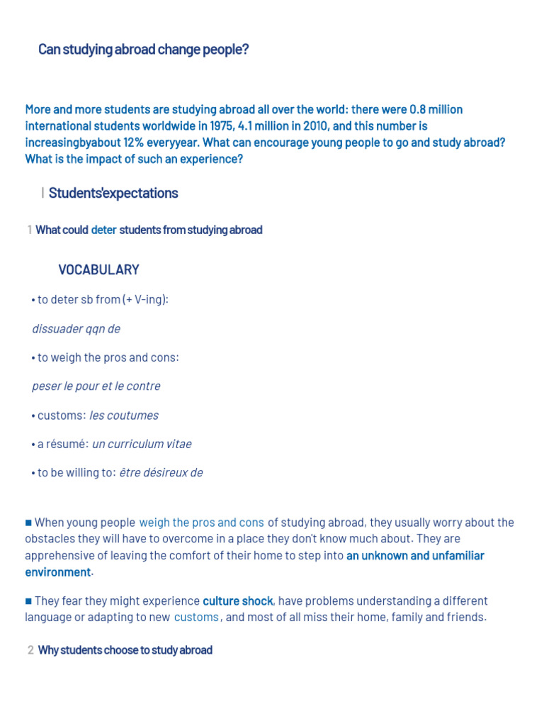 Impact of Studying Abroad on Students | PDF | Human Communication ...