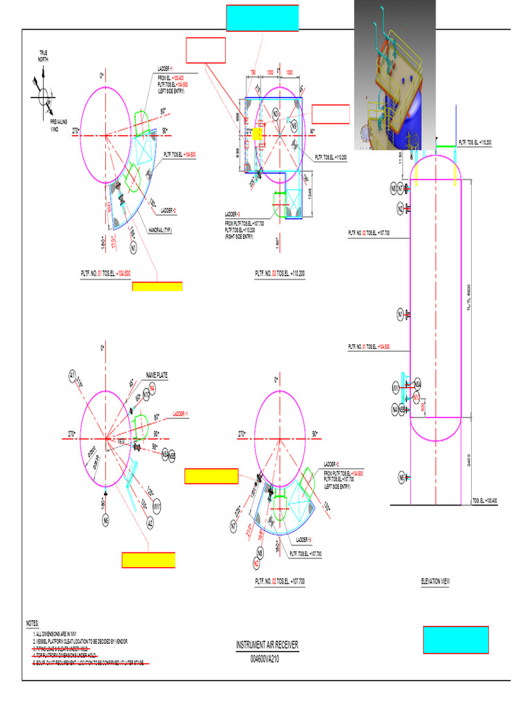 Instrument Air Receiver Nozzle Orientation PLTF - Details - Revised | PDF
