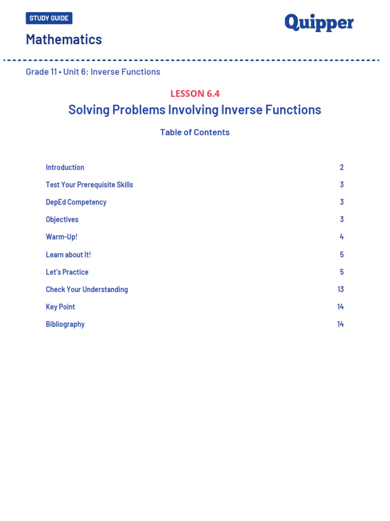 Inverse Functions: Problem Solving Guide | PDF | Function (Mathematics ...