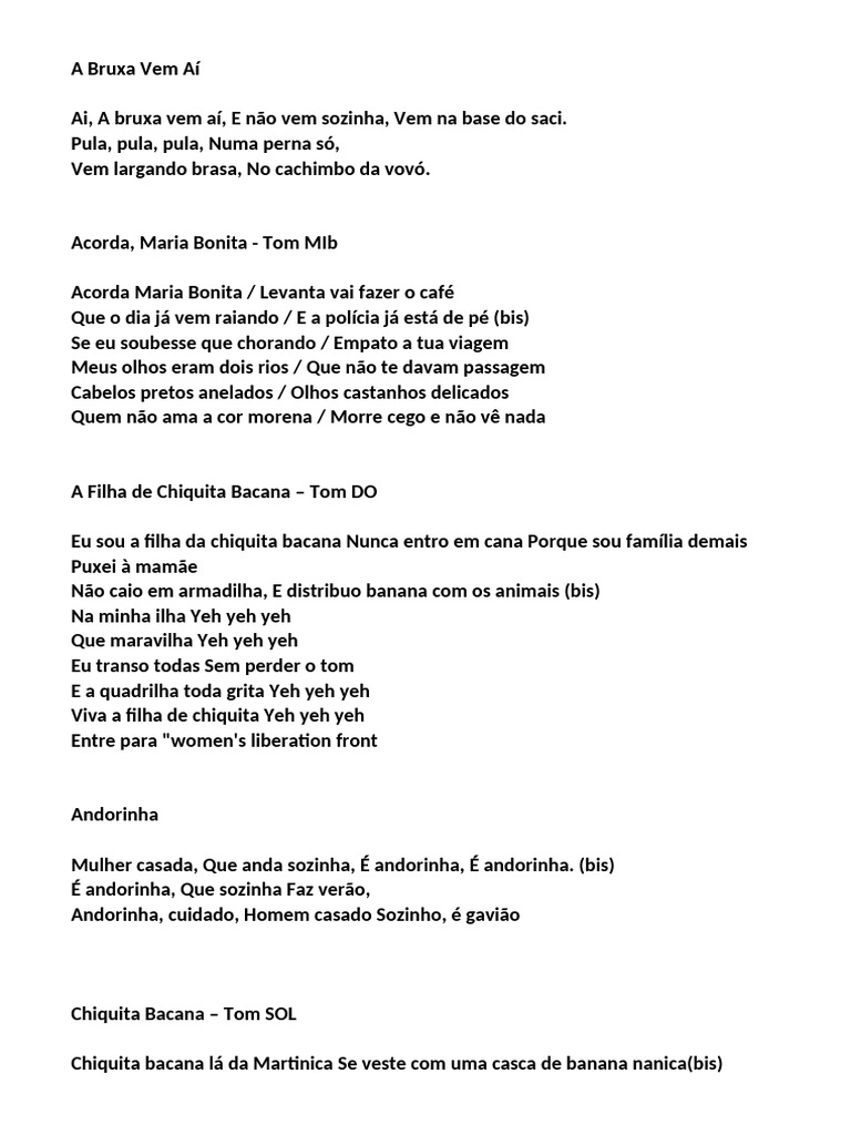 Letras de Músicas Brasileiras Diversas | PDF | Amor | Pesca