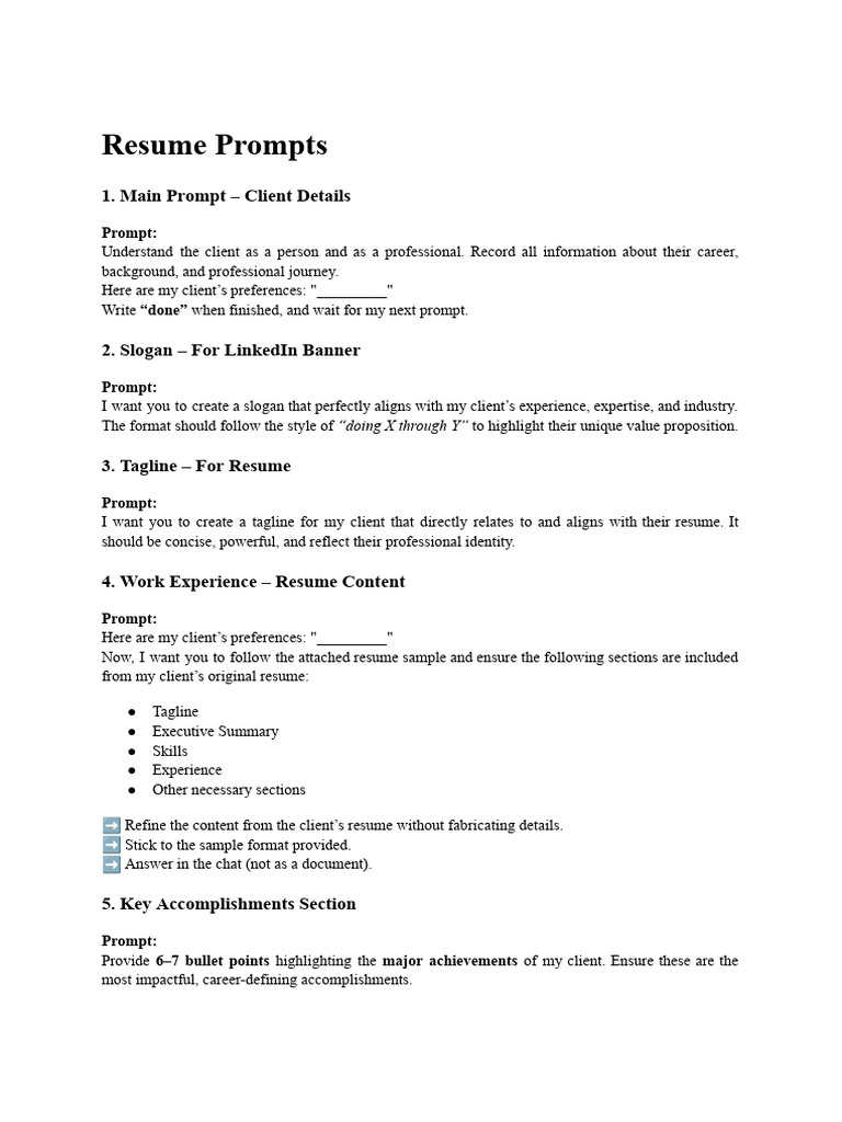 Resume Development Prompts Guide | PDF