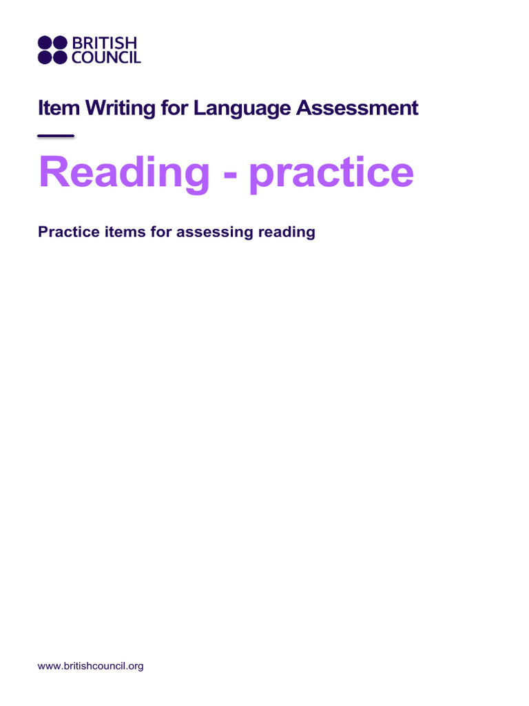 Reading Assessment Item Writing Guide | PDF