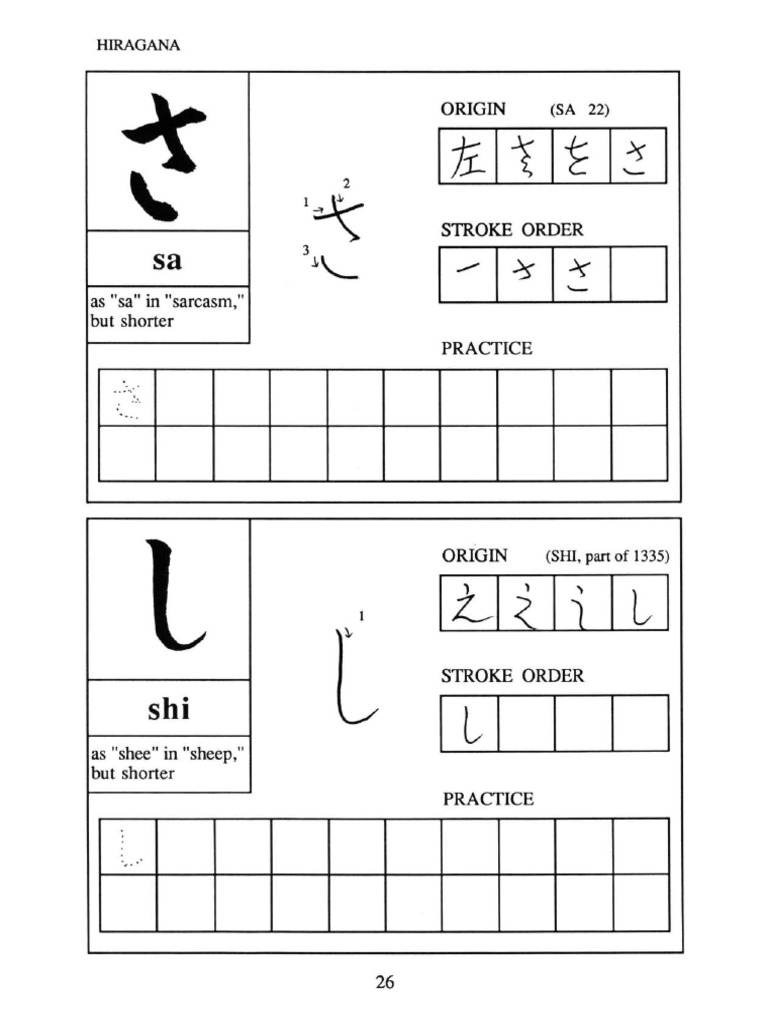 Hiragana and Katakana Stroke Order Guide | PDF | Japanese Writing ...
