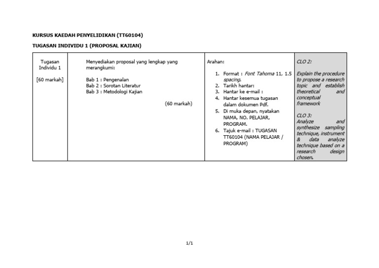 TT60104 Tugasan Individu Proposal Kuantitatif & Kualitatif | PDF
