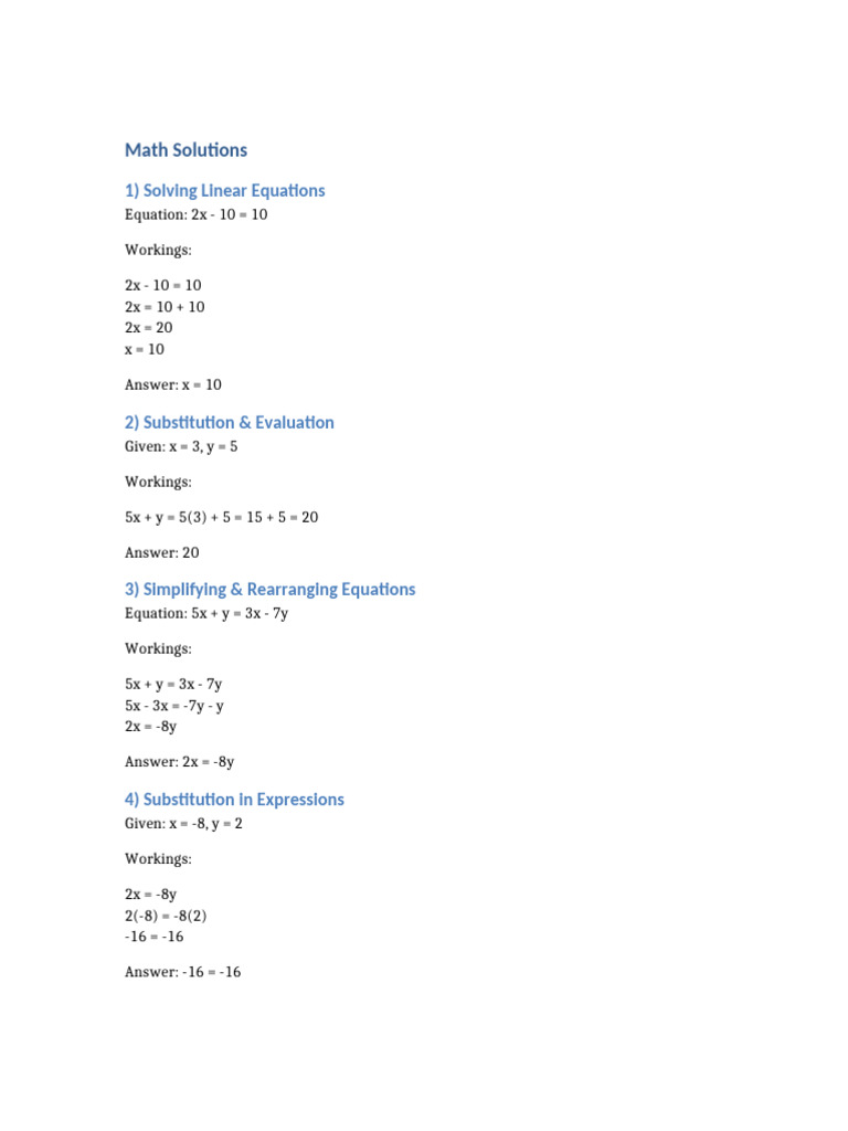 Math Solutions | PDF