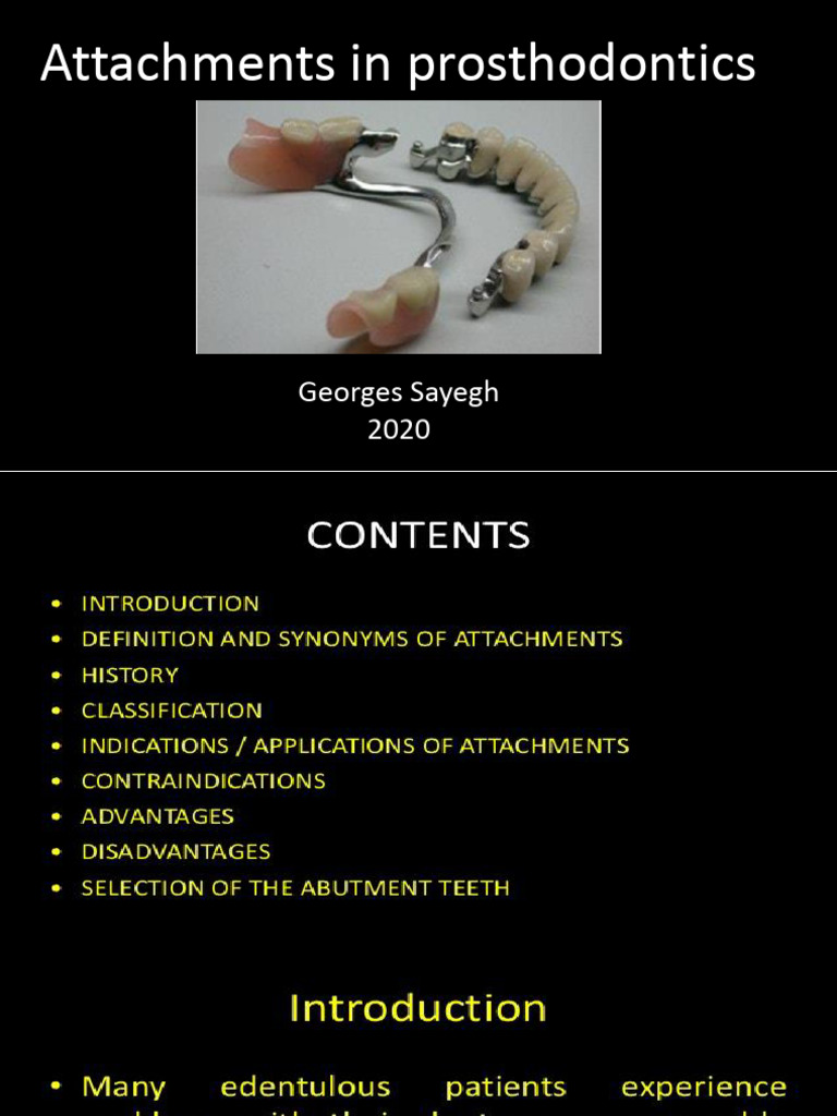 Precision Attachments in Prosthodontics | PDF | Tooth | Dentistry Branches