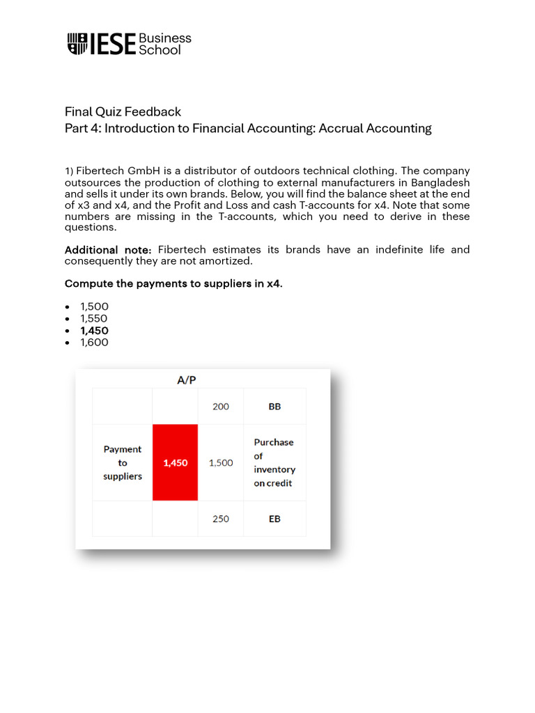 Fibertech GmbH Financial Accounting Quiz | PDF | Expense | Business ...