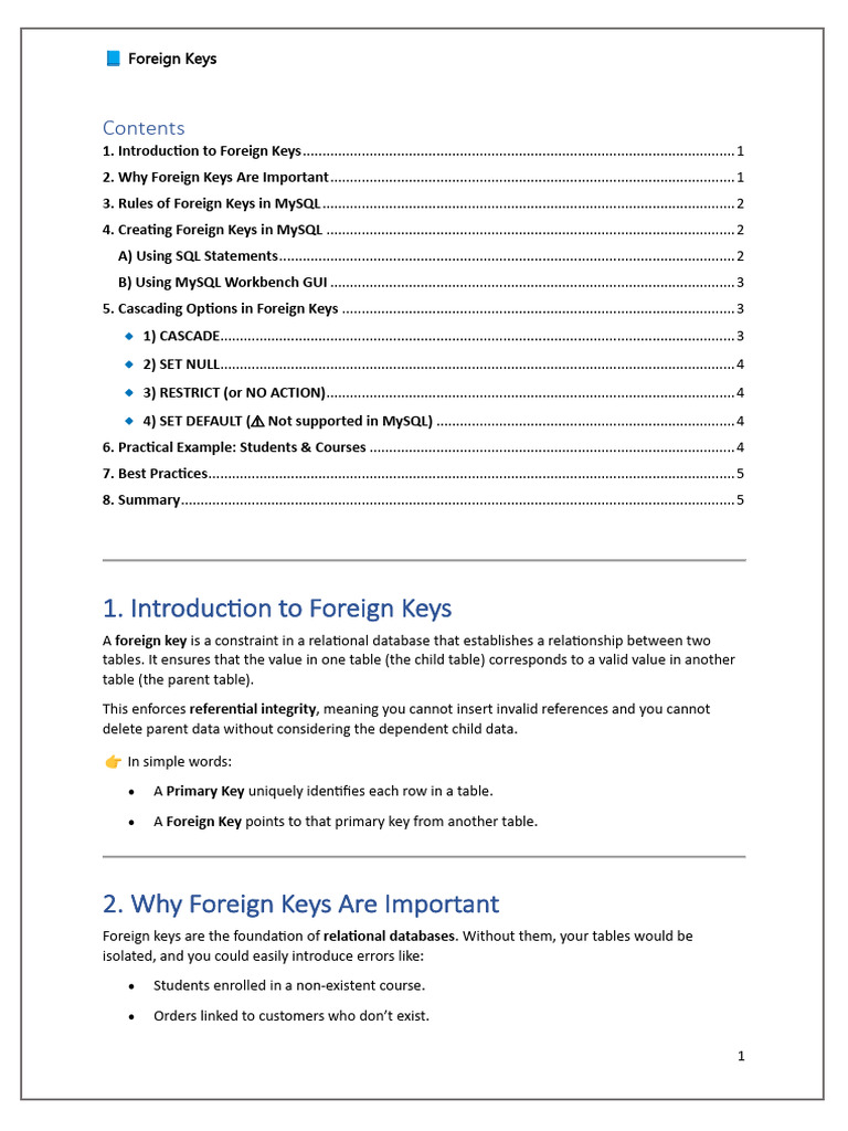 Understanding Foreign Keys in MySQL | PDF | Data Management | Computing