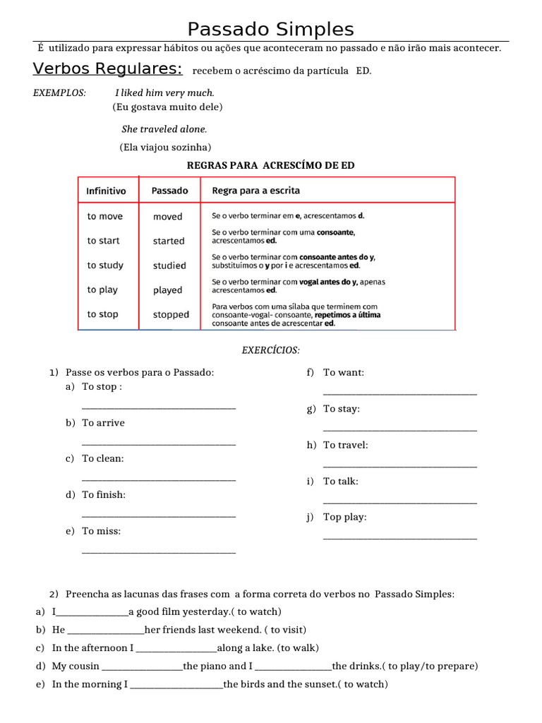 Passado Verbos Regulares | PDF | Chess Openings | Chess