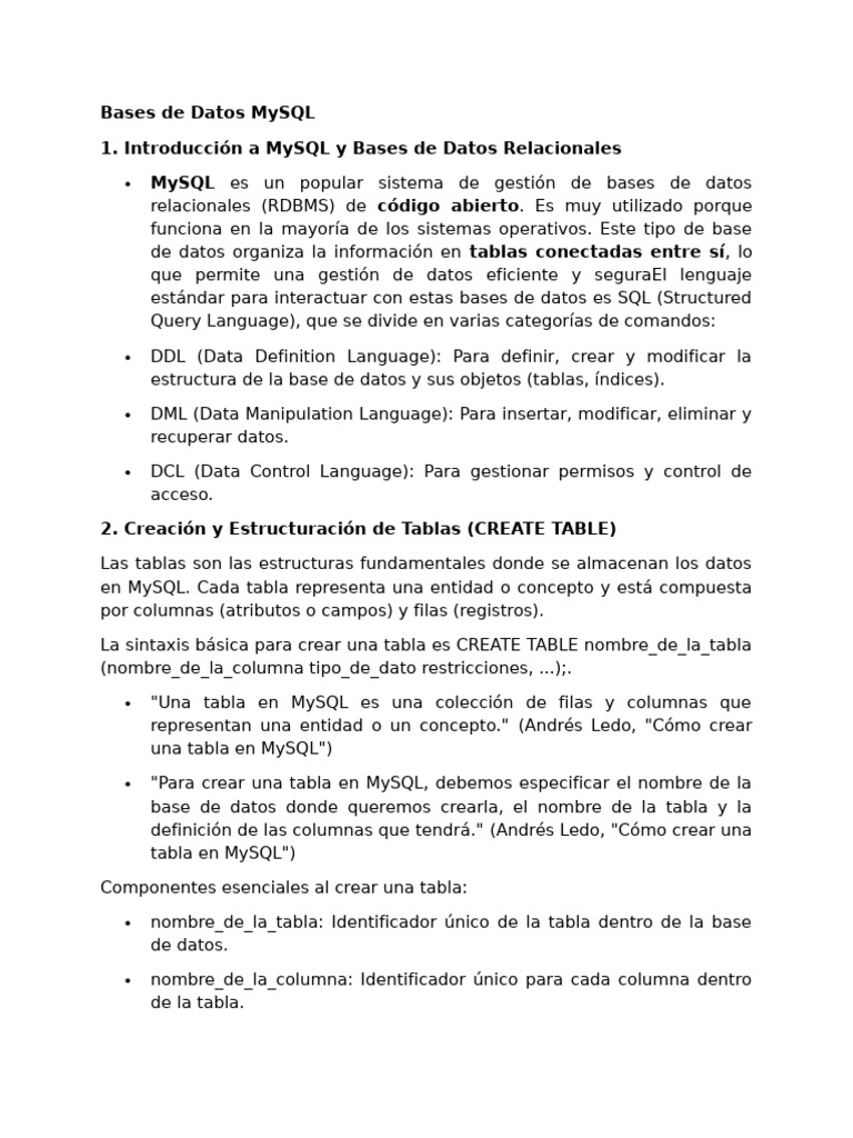 Guía Completa de MySQL y SQL | PDF | Bases de datos | Software de ...