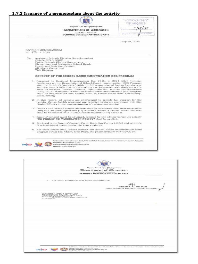1.7.2 Issuance of A Memorandum About The Activity | PDF