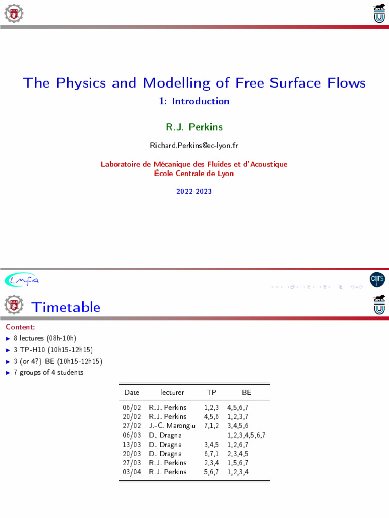 Free Surface Flow Physics and Modeling | PDF