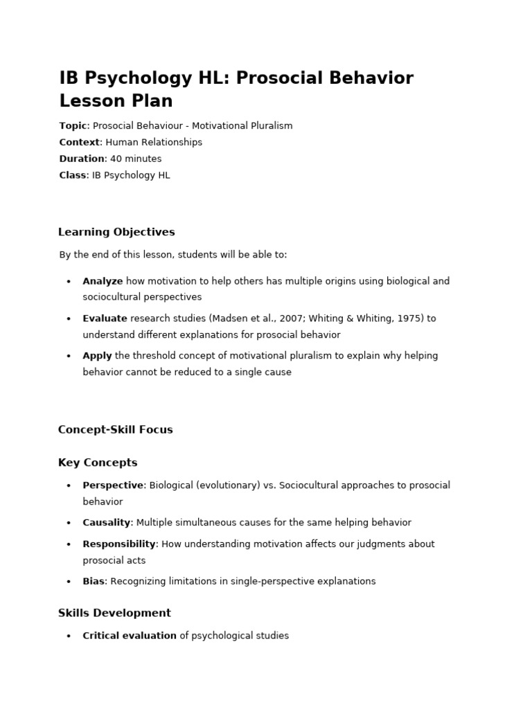 Prosocial Behavior Lesson | PDF | Motivational | Motivation