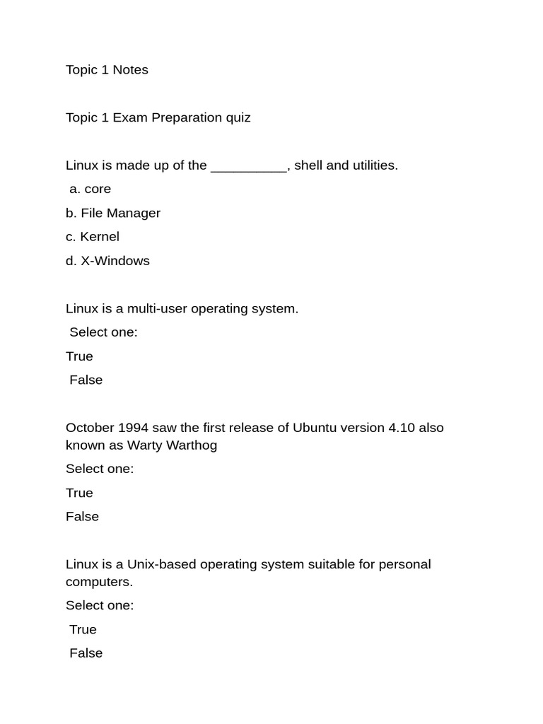 Linux Exam Prep: File System & Commands | PDF | Computer File | File System