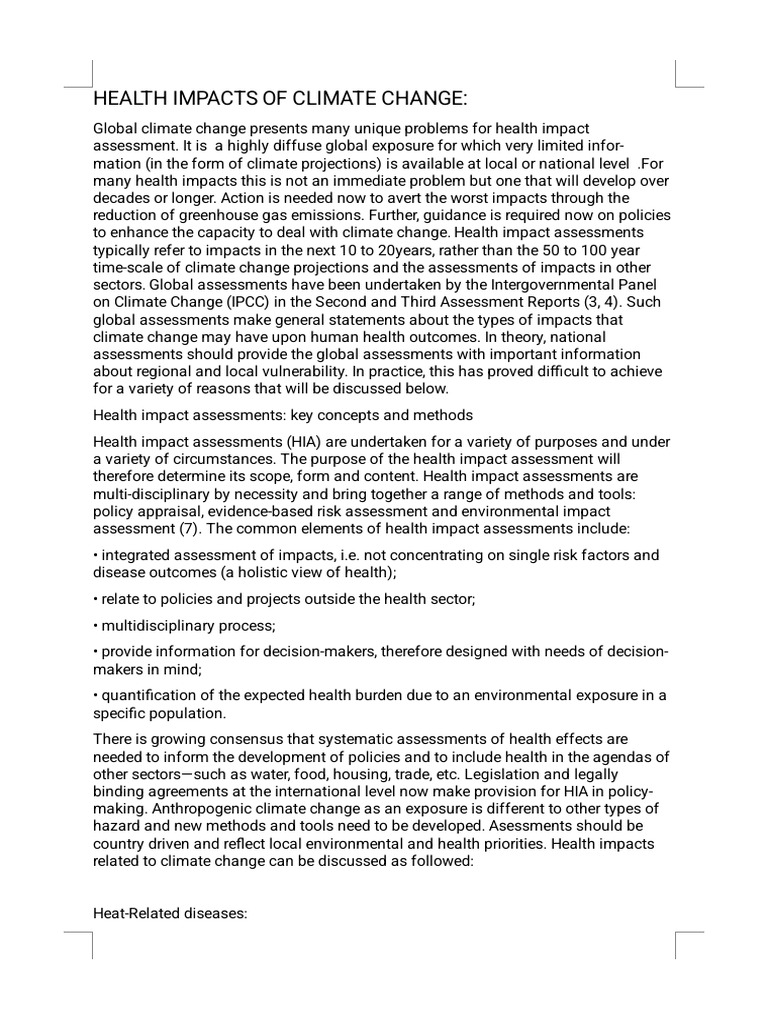 Climate Change and Health Impacts | PDF | Mosquito | Malaria