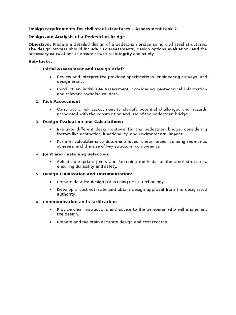 Civil Steel Pedestrian Bridge Design Guide | PDF | Risk Assessment | Bridge