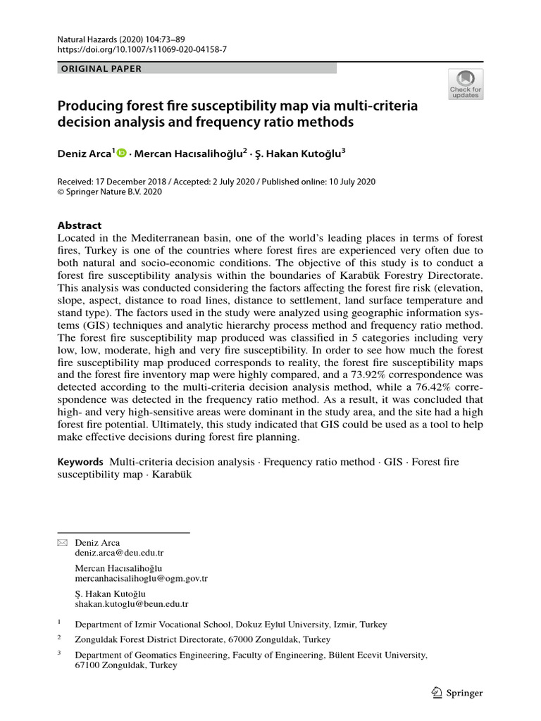 Forest Fire Susceptibility Mapping in Turkey | PDF | Wildfire ...