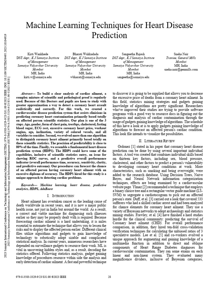 Machine Learning for Heart Disease Prediction | PDF | Machine Learning ...