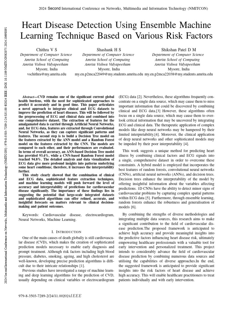 Heart Disease Detection Using Ensemble Machine Learning Technique Based ...