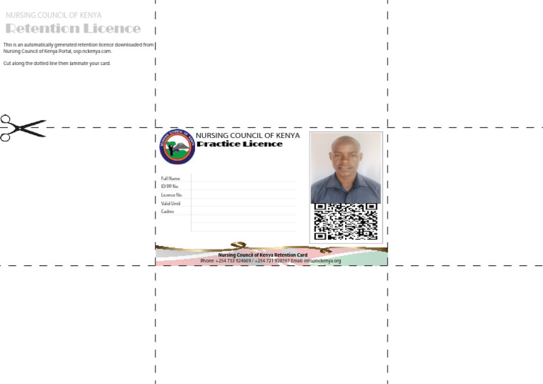 Nursing Council of Kenya Retention Card | PDF