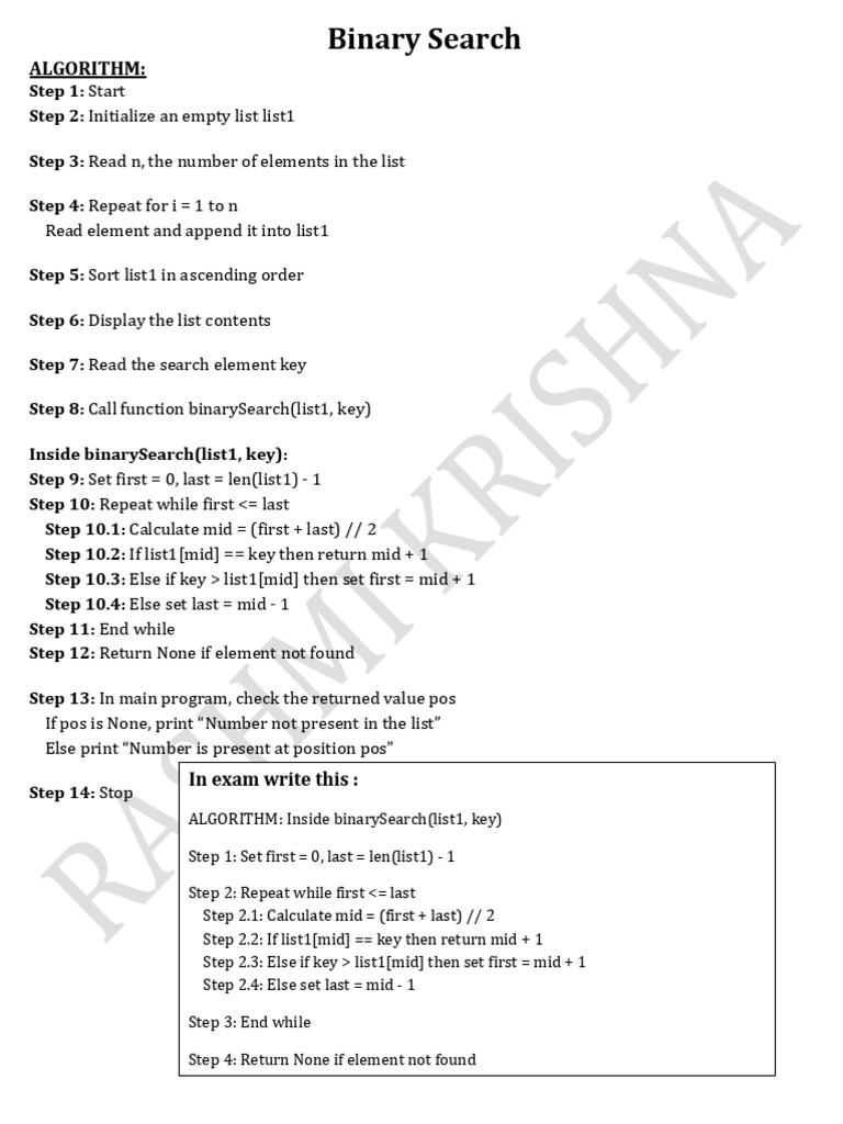 Binary Search Mid Calculation Steps | PDF | Algorithms And Data ...