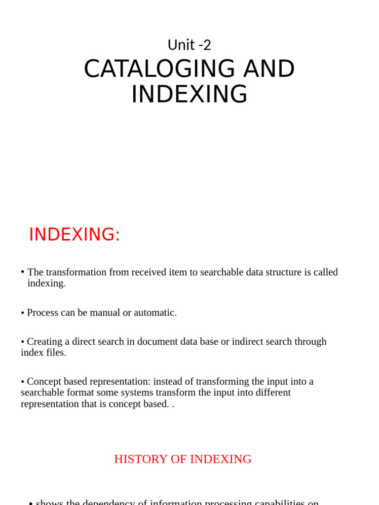 Indexing and Cataloging in IRS Systems | PDF