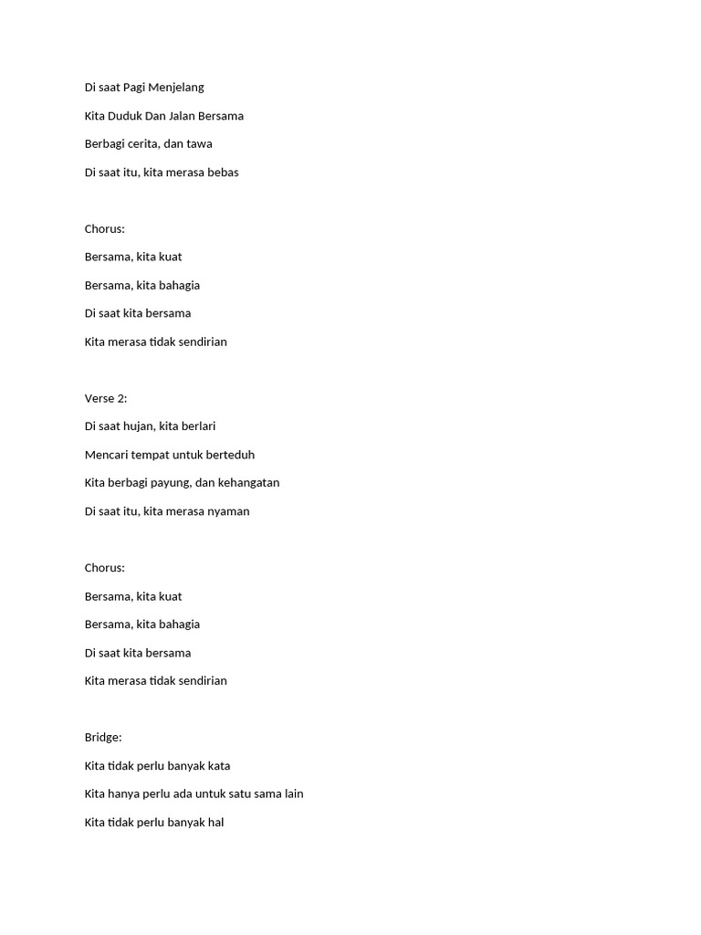 Kebersamaan dalam Lirik Lagu Indah | PDF