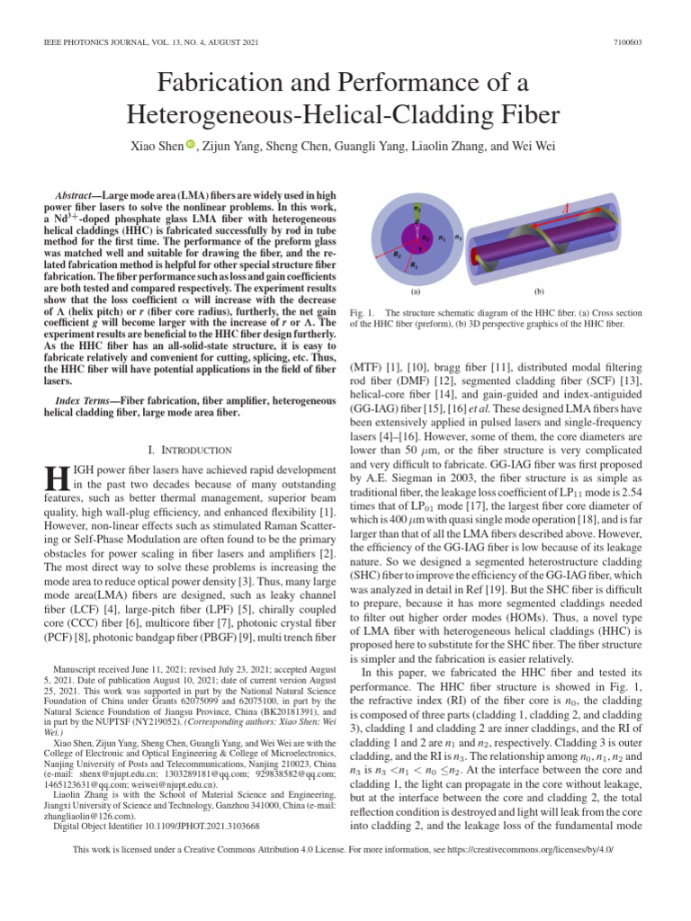 Fabrication and Performance of A Heterogeneous-Helical-Cladding Fiber ...