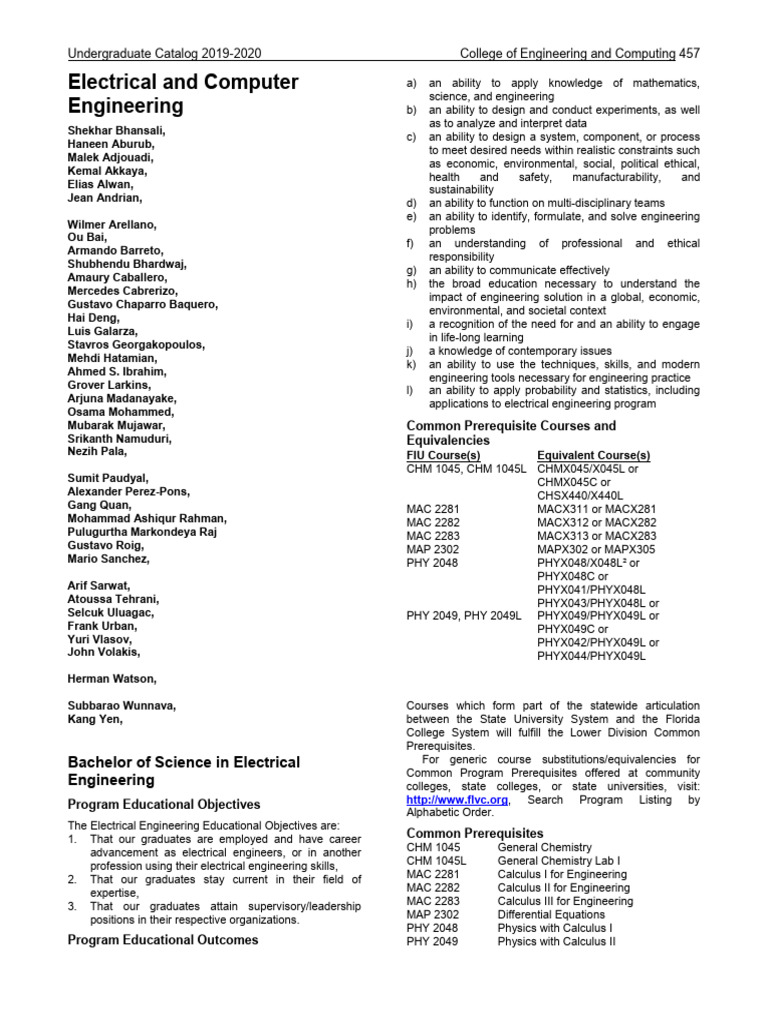 Electrical Engineering Program Overview | PDF | Academic Degree ...