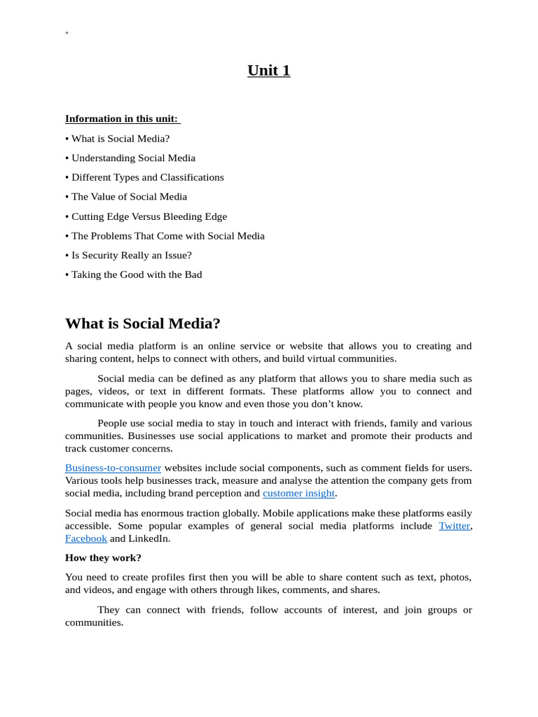 Sms 1,2 Units Notes | PDF | Popular Culture & Media Studies | Social Media