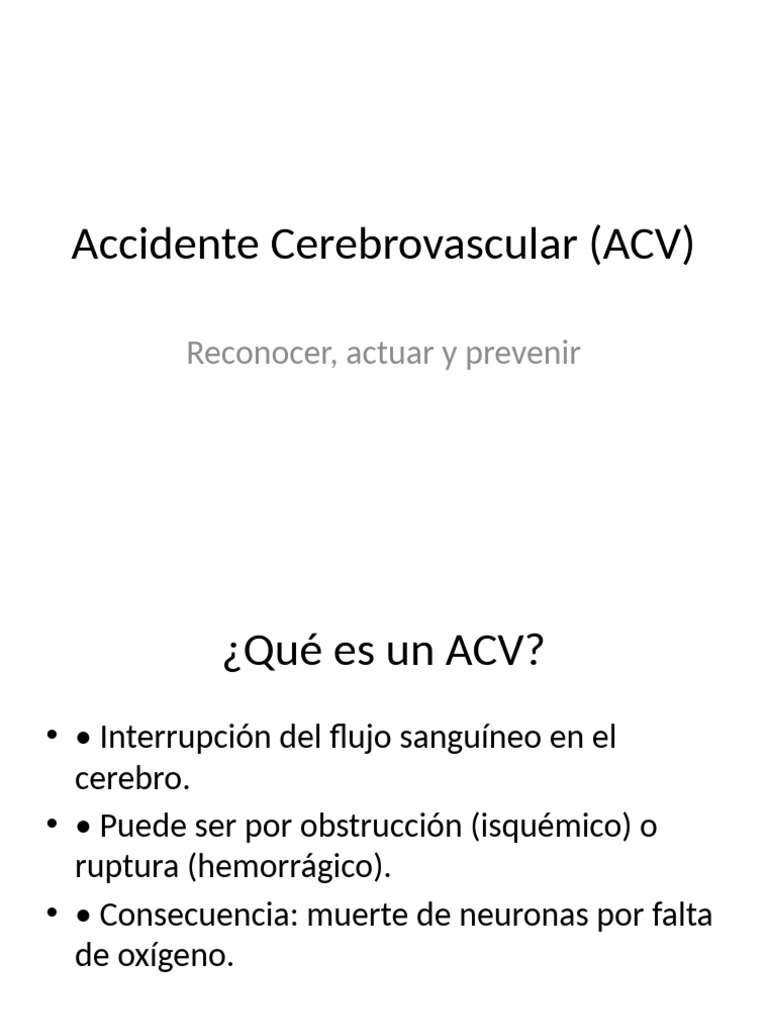Prevención y Reconocimiento del ACV | PDF
