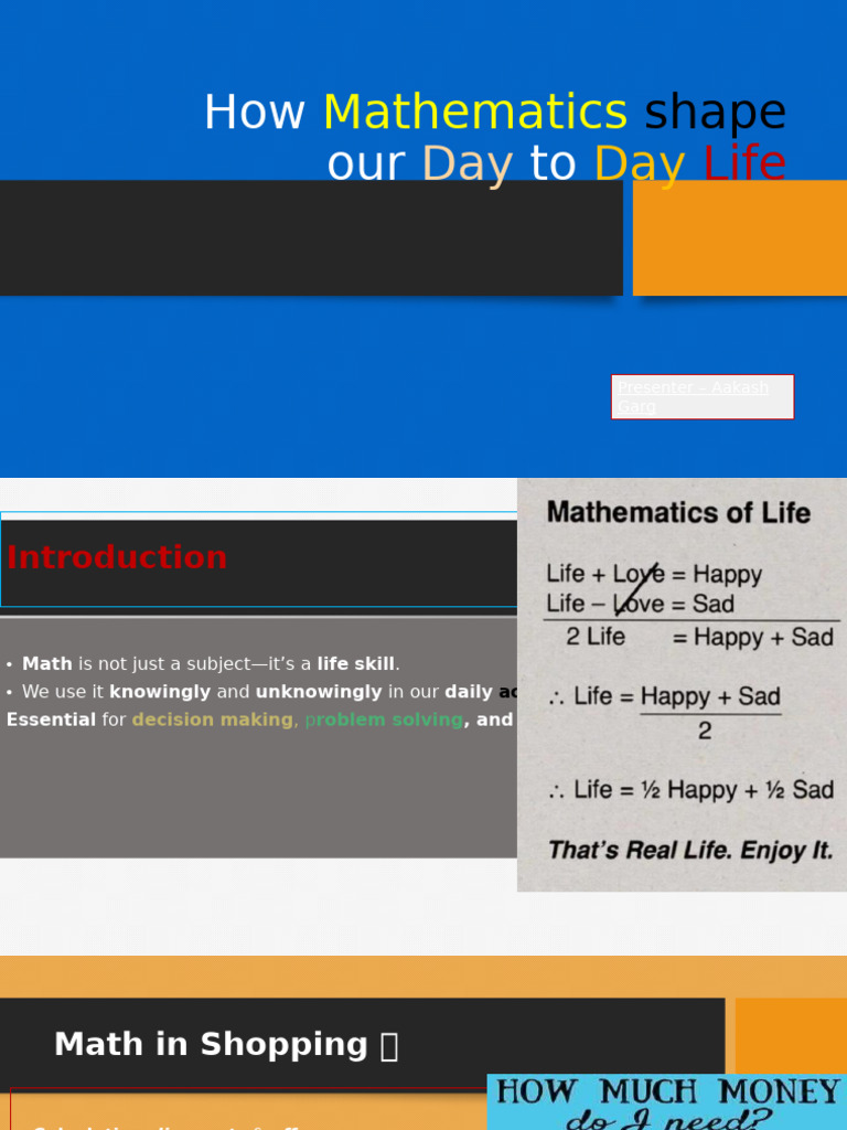 Use of Math in Day To Day Life Designed | PDF