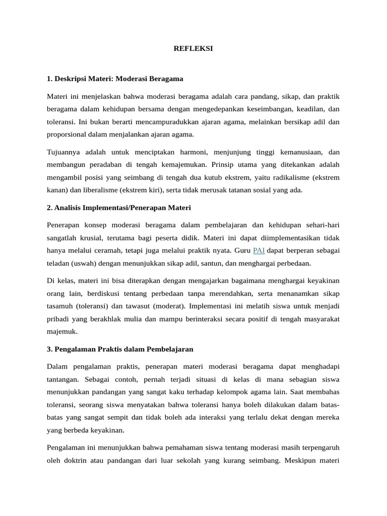 Moderasi Beragama: Implementasi dan Tantangan | PDF