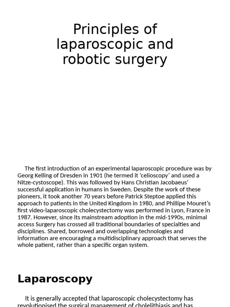 Laparoscopic and Robotic Surgery Insights | PDF | Surgery | Clinical ...