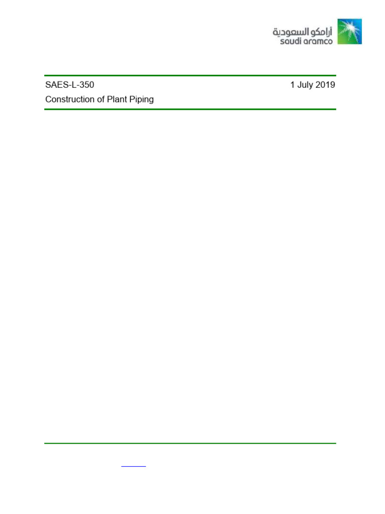 SAES-L-350: Plant Piping Construction Standards | PDF | Pipe (Fluid ...