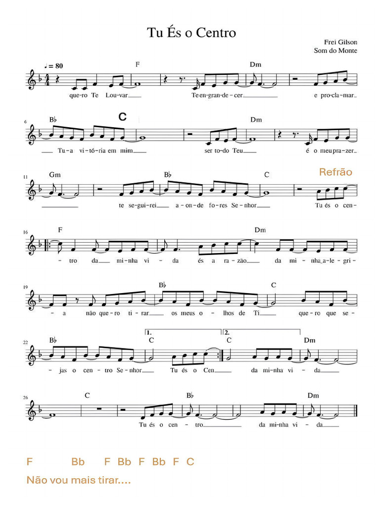 Adoração - Frei Gilson - Tu És o Centro - Partitura | PDF