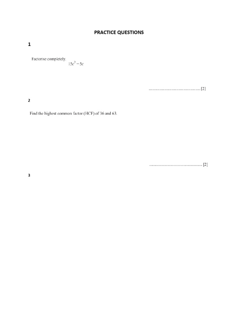 Practice Questions | PDF