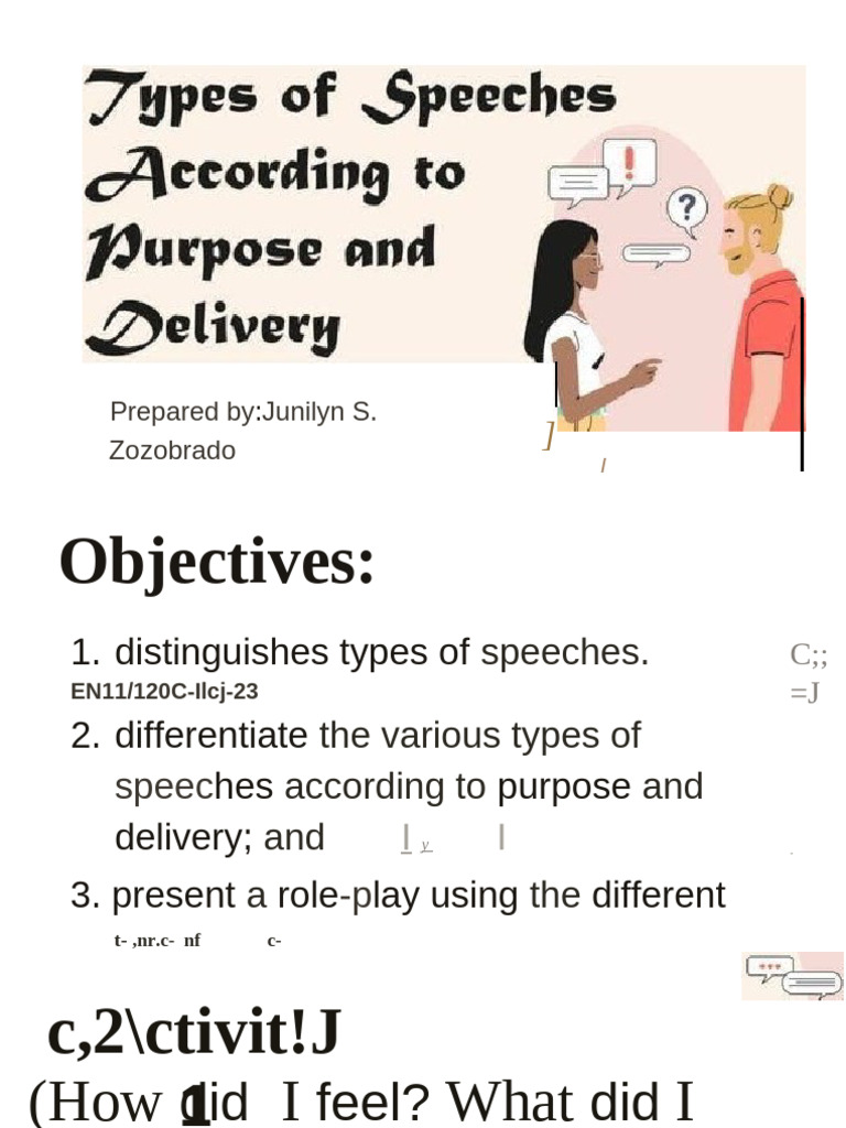 Types of Speeches and Delivery Methods | PDF | Public Speaking ...