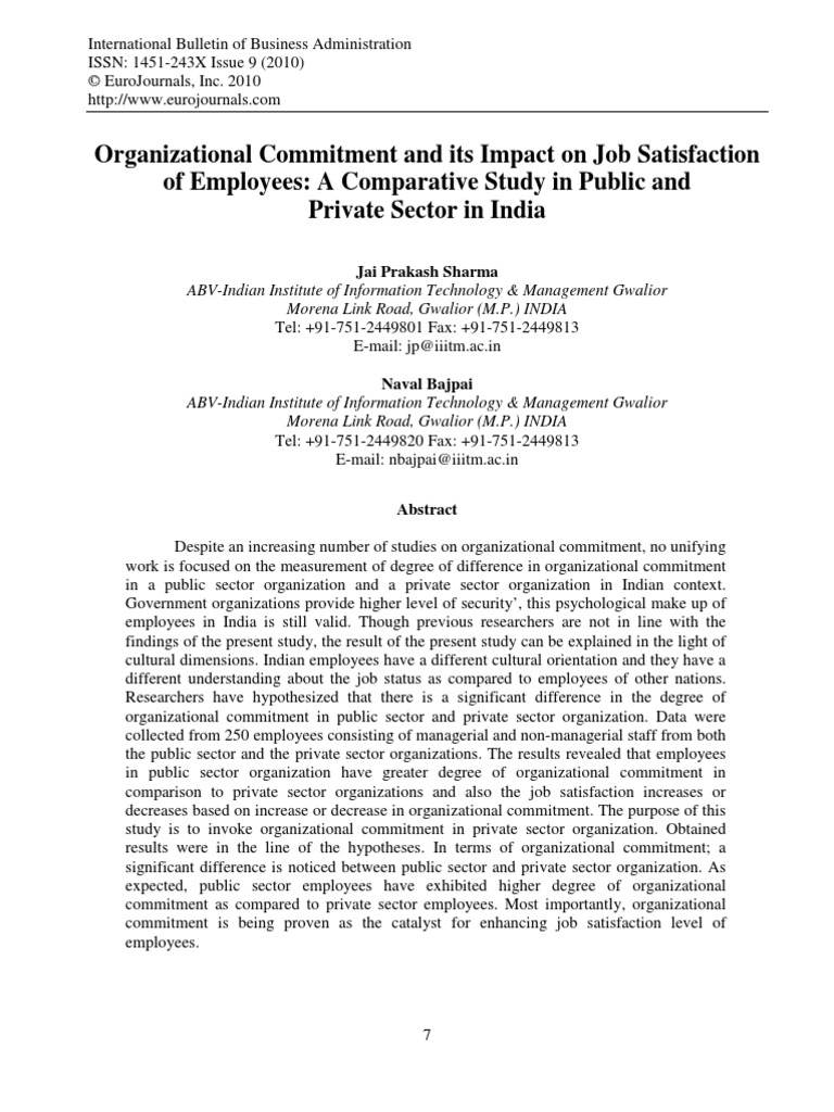 Organizational Commitment and Its Impact On Job Satisfaction | PDF ...