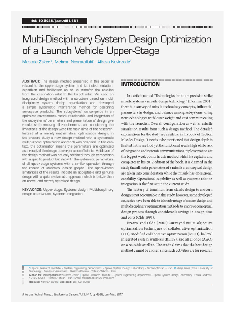 Optimizing Launch Vehicle Upper-Stage Design | PDF | Multistage Rocket ...