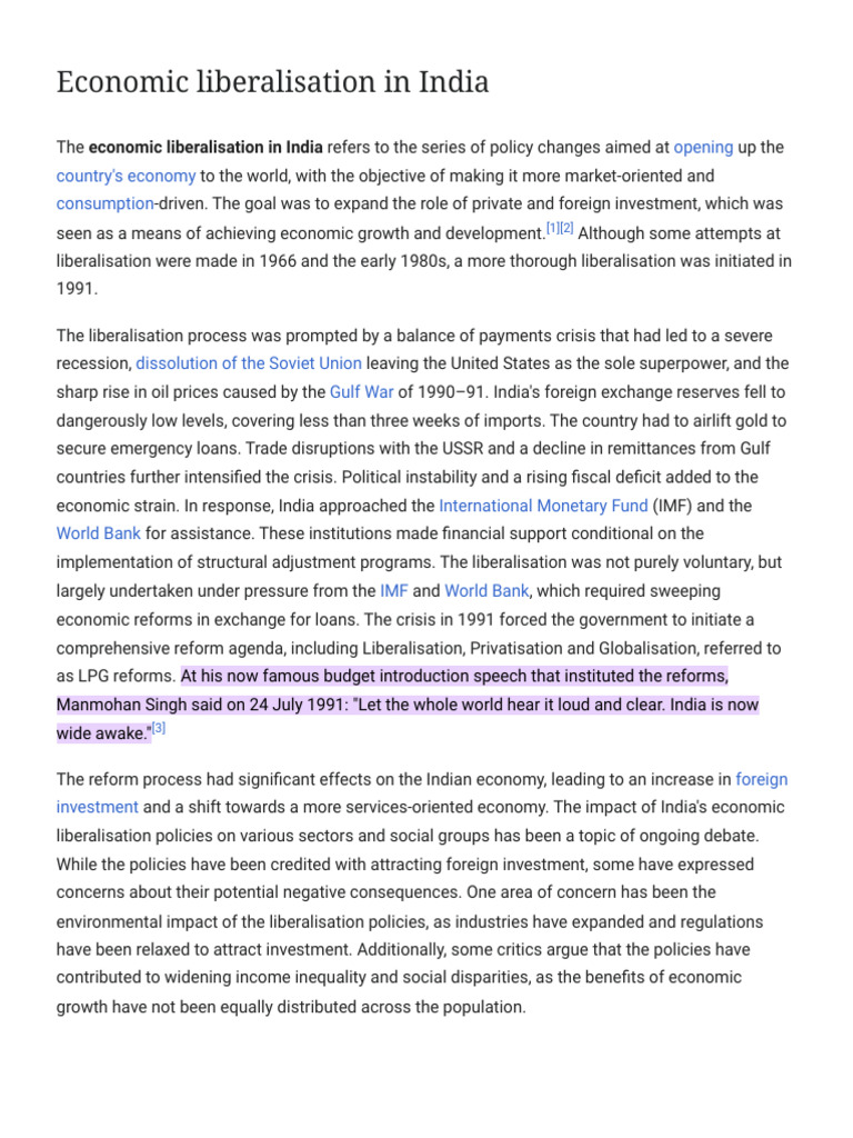 India’s Economic Liberalisation Overview | PDF | Economies | Macroeconomics