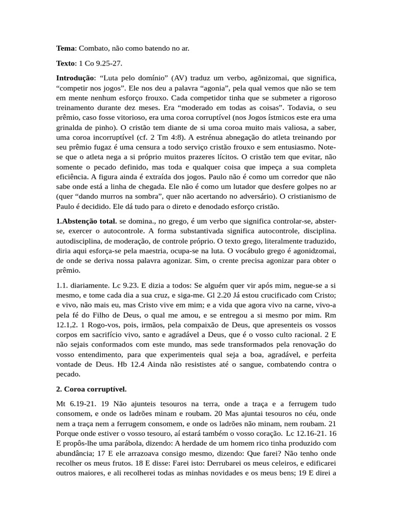 Combato e Coroa: Disciplina Cristã | PDF | Pecado | Fé