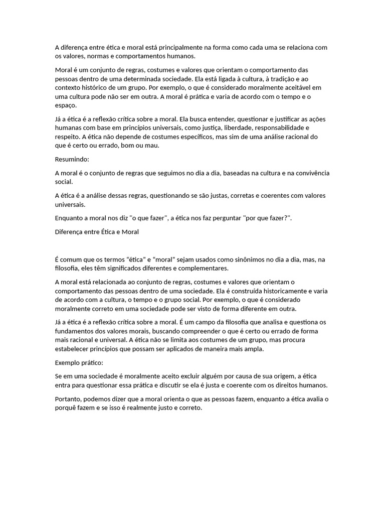 Diferença entre Ética e Moral Explicada | PDF | Moralidade | Sociologia