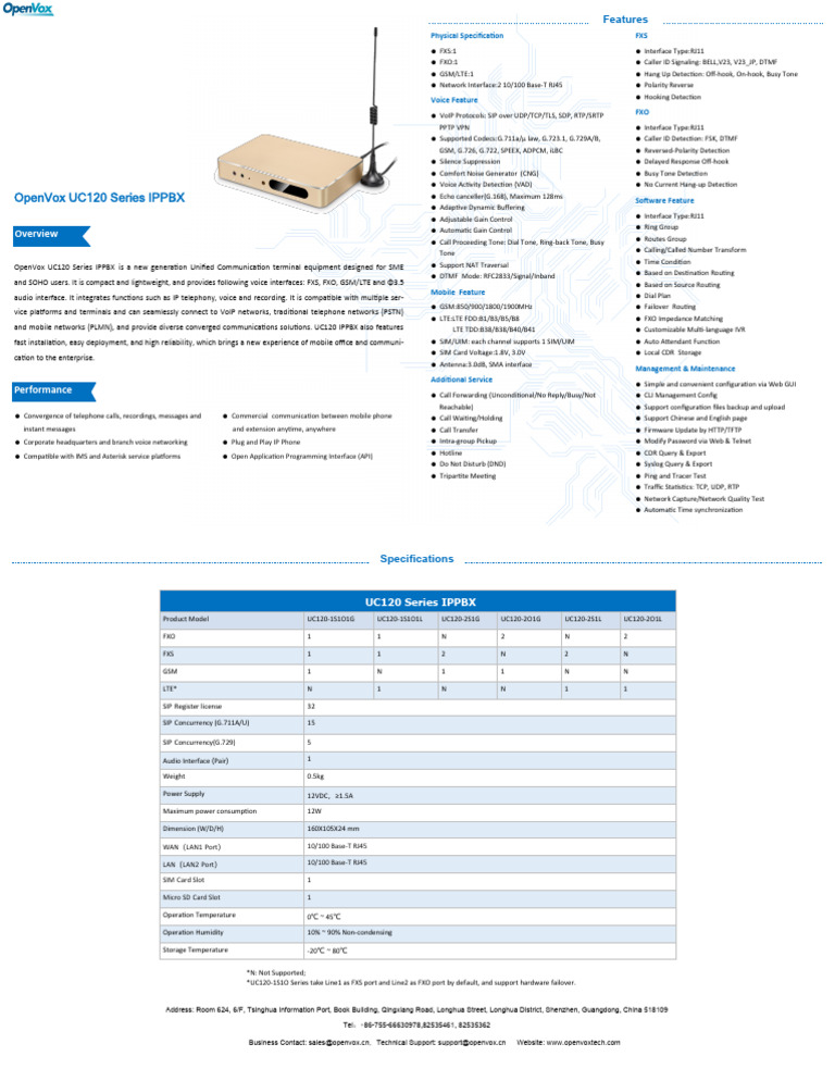 UC120 Datasheet | PDF | Voice Over Ip | Computer Networking