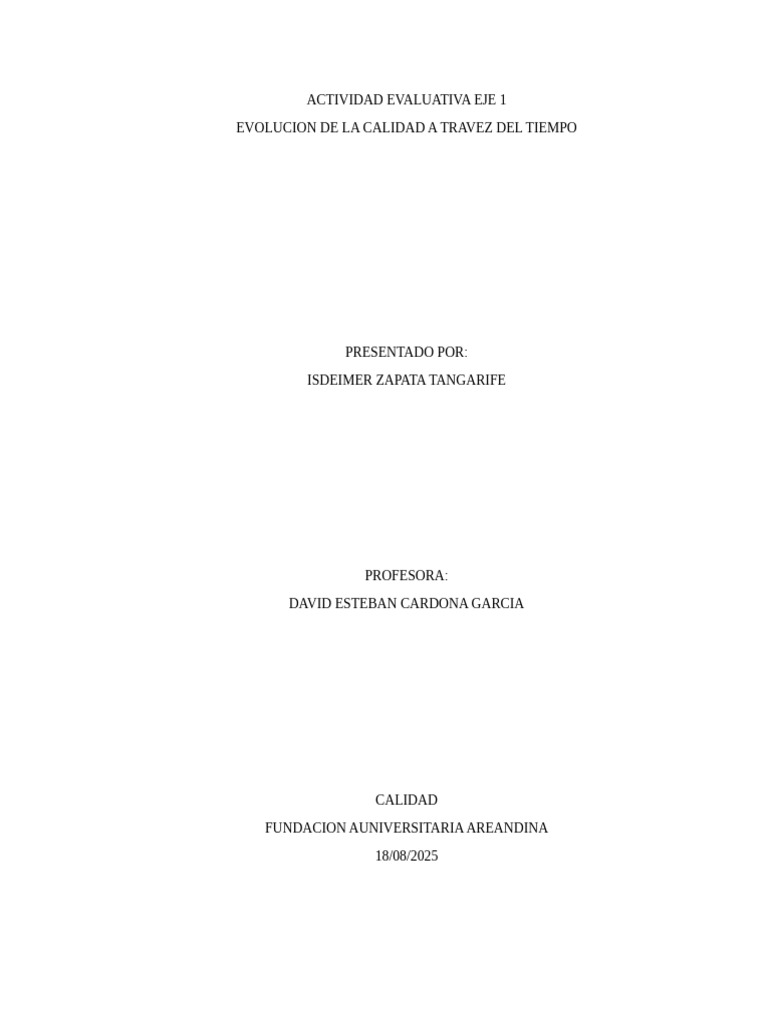 Evolución de la Calidad a lo Largo del Tiempo | PDF | Calidad ...